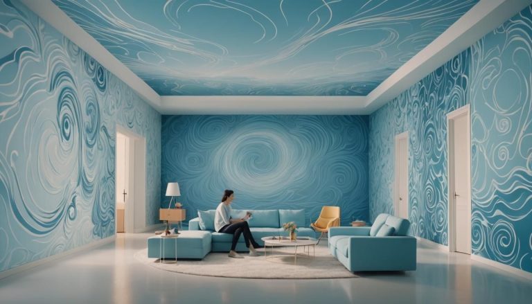 papier peint bleu: Transformez votre espace : 7 idées de papier peint bleu époustouflantes